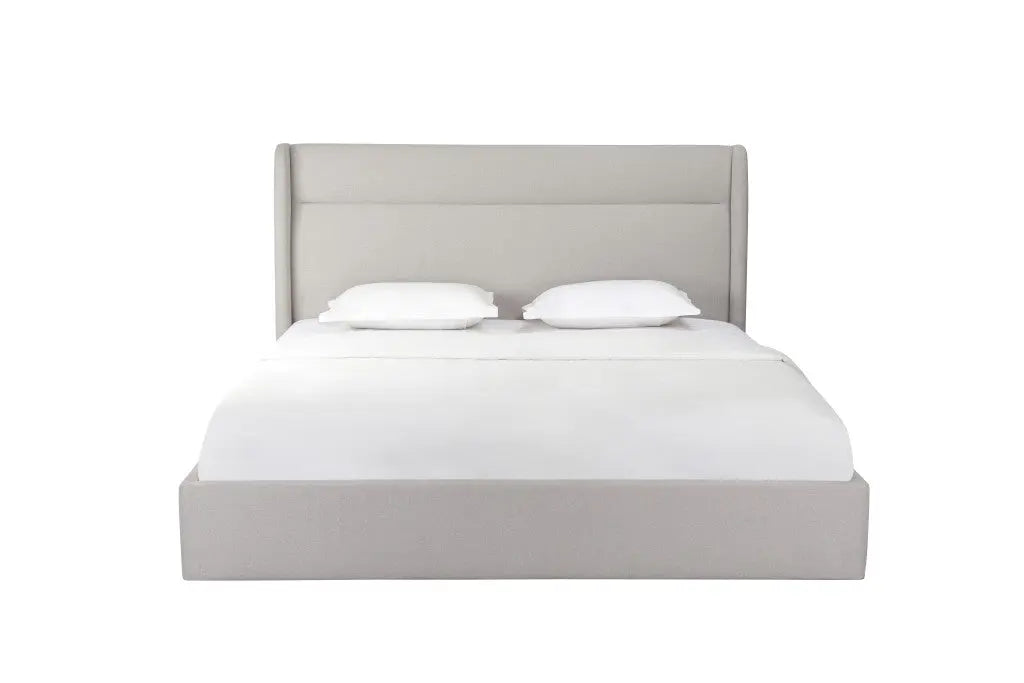 Gray Tufted Linen Blend Upholstered King Bed Frame Homeroots Bed & Bath