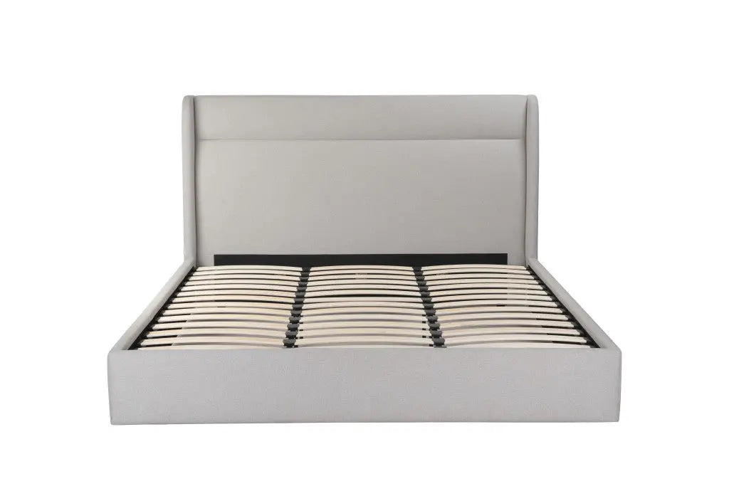Gray Tufted Linen Blend Upholstered King Bed Frame Homeroots Bed & Bath