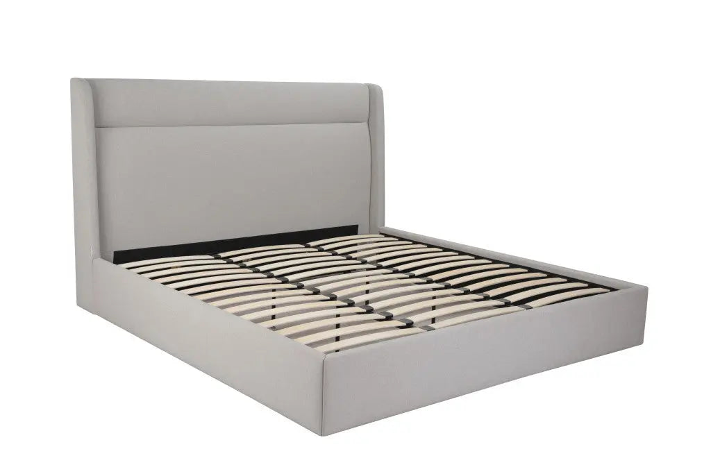 Gray Tufted Linen Blend Upholstered King Bed Frame Homeroots Bed & Bath
