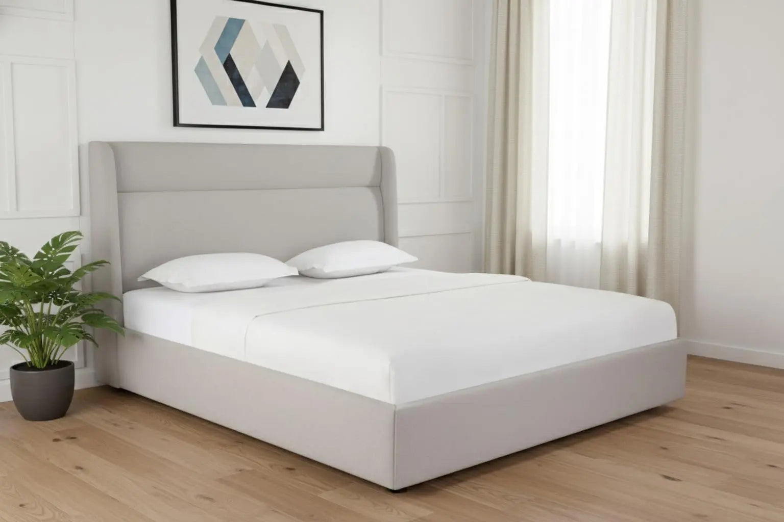 Gray Tufted Linen Blend Upholstered King Bed Frame Homeroots Bed & Bath