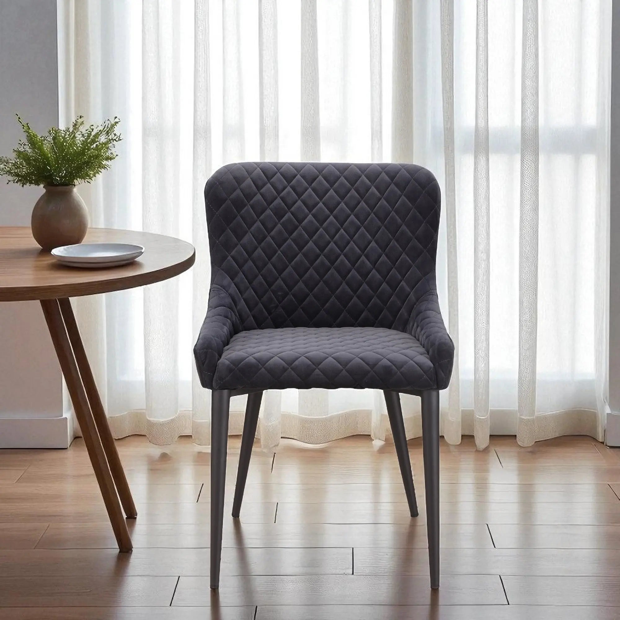 Gray Tufted Velvet Dining Side Chair Homeroots Kitchen & Dining