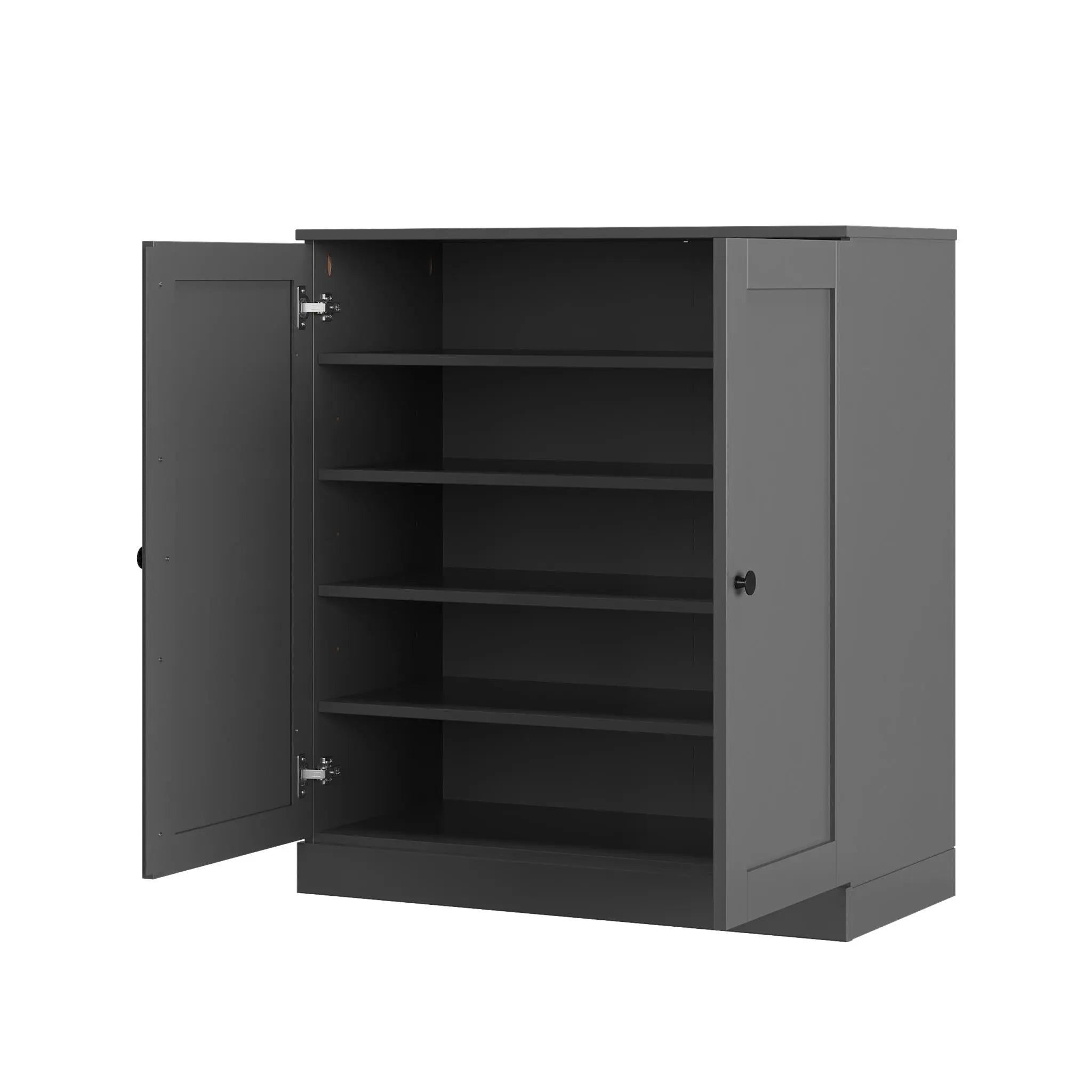 Gray Twenty Pair Solid WoodShoe Storage Cabinet Homeroots Organization