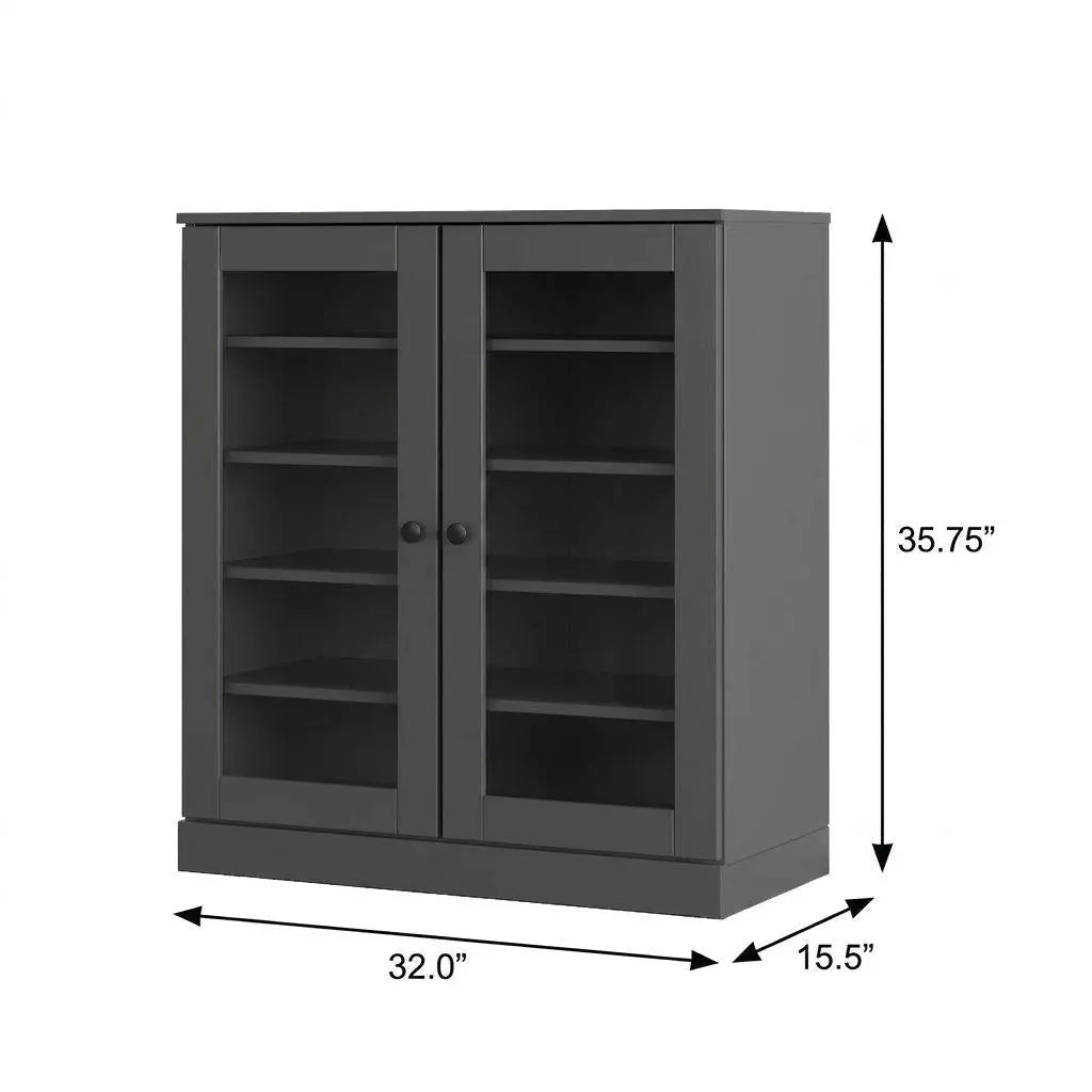 Gray Twenty Pair Solid WoodShoe Storage Cabinet Homeroots Organization