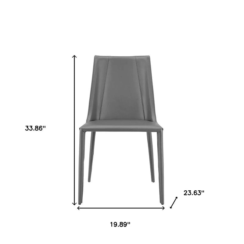 Gray Upholstered Leather Dining Side Chair Homeroots Kitchen & Dining