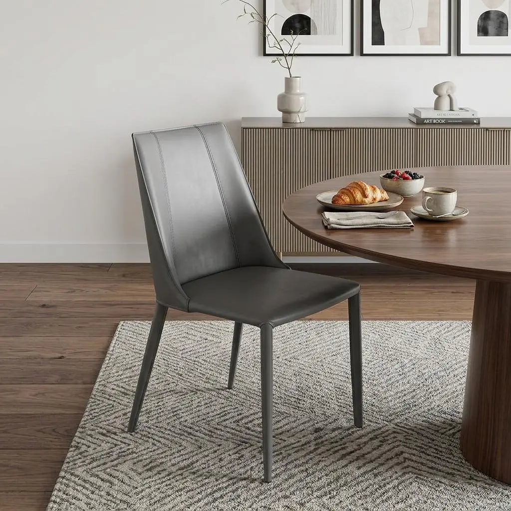 Gray Upholstered Leather Dining Side Chair Homeroots Kitchen & Dining