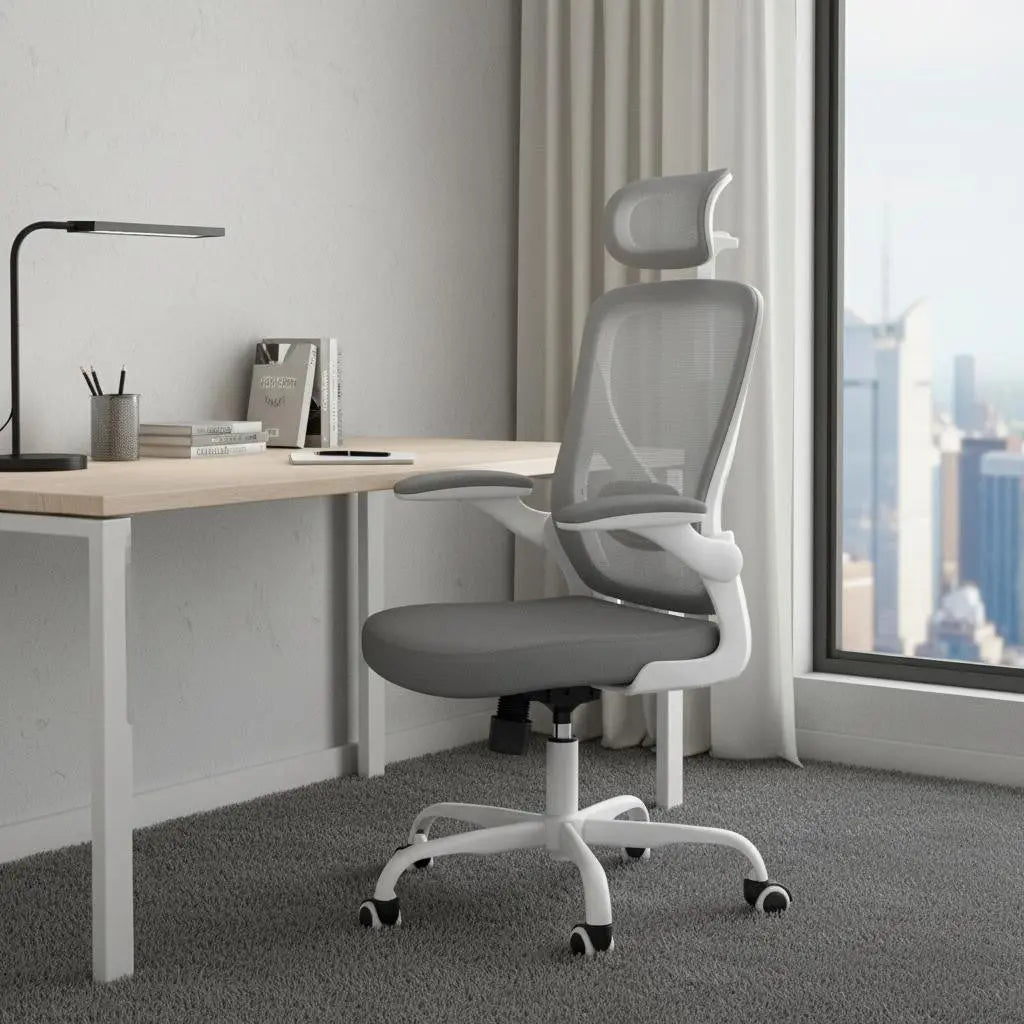 Gray White and Black Adjustable Height Swivel Rolling Office Chair Homeroots Office