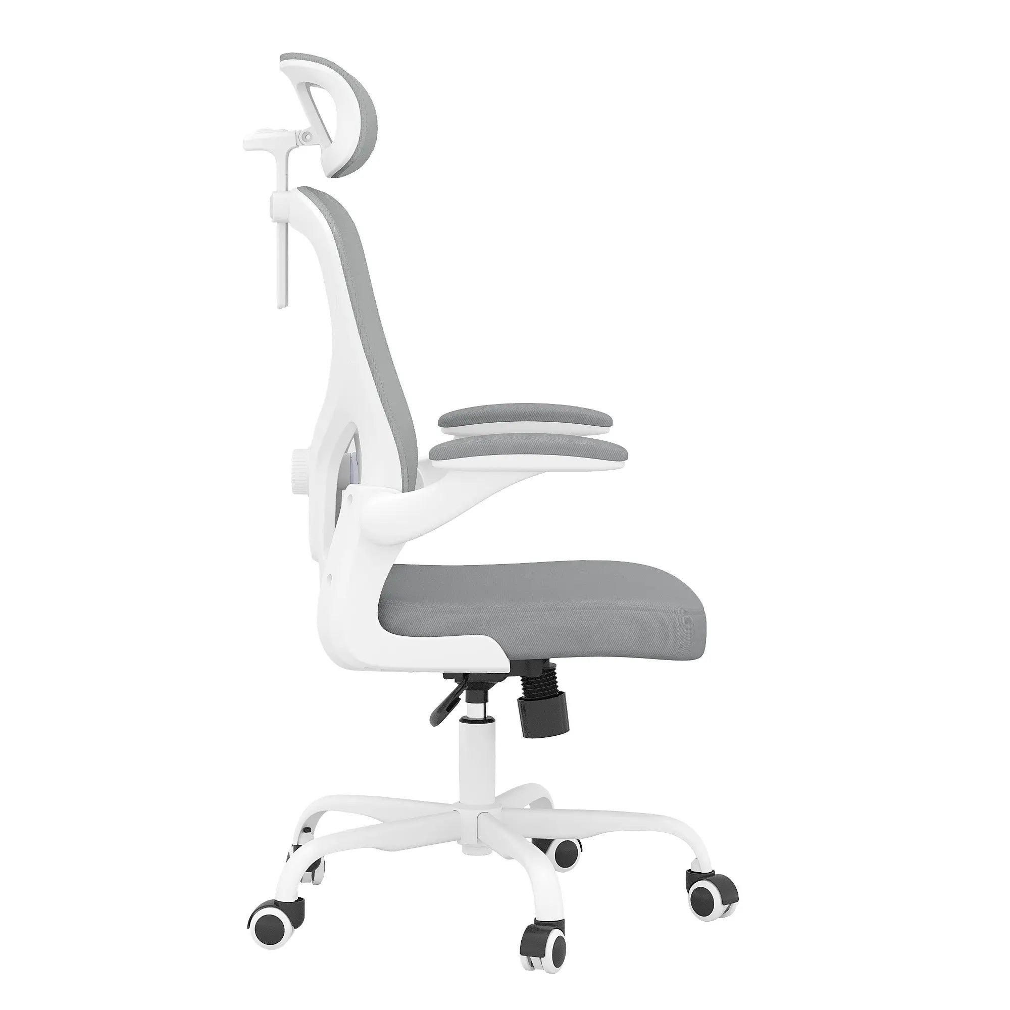 Gray White and Black Adjustable Height Swivel Rolling Office Chair Homeroots Office