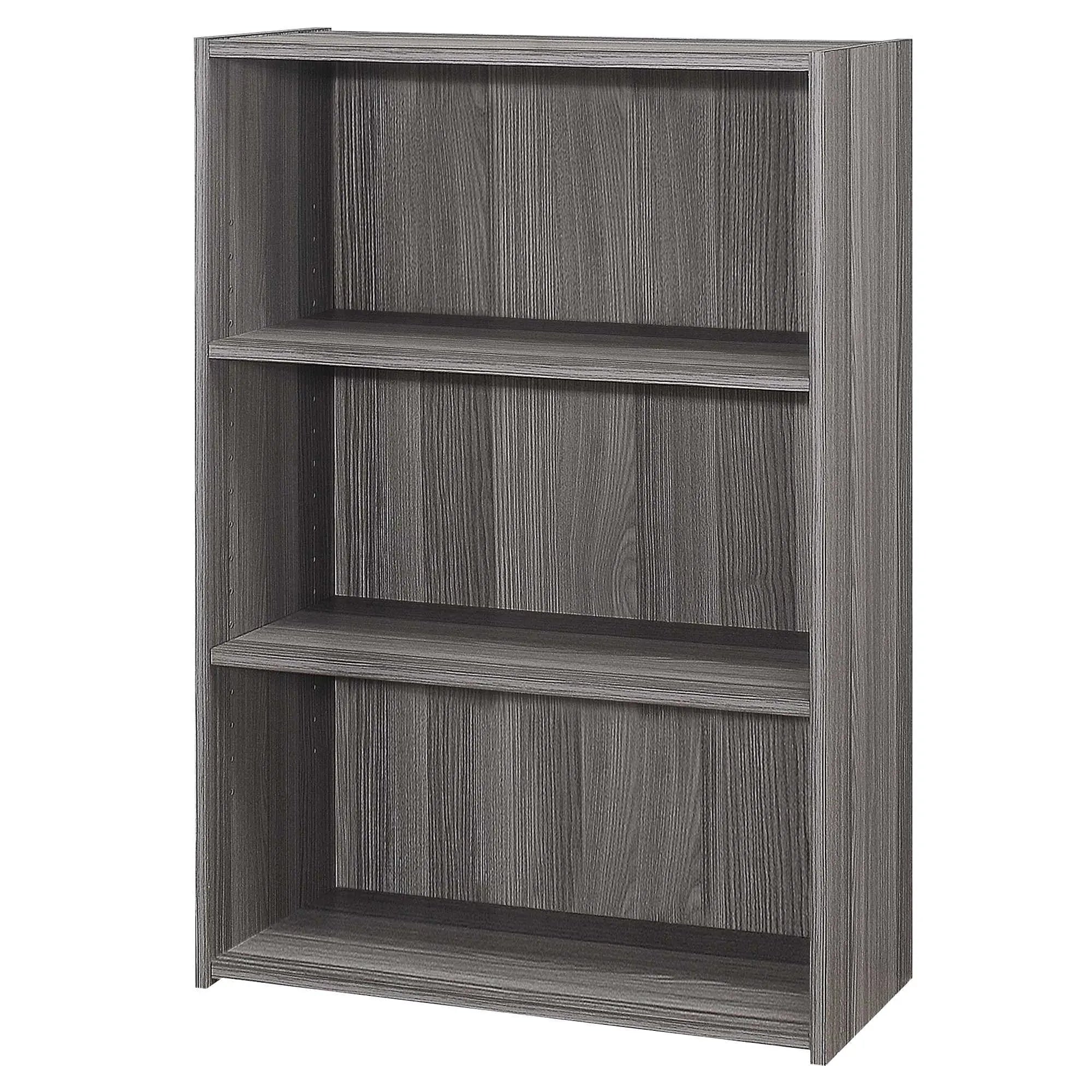 Gray Wood Adjustable Three Tier Bookcase Homeroots Office