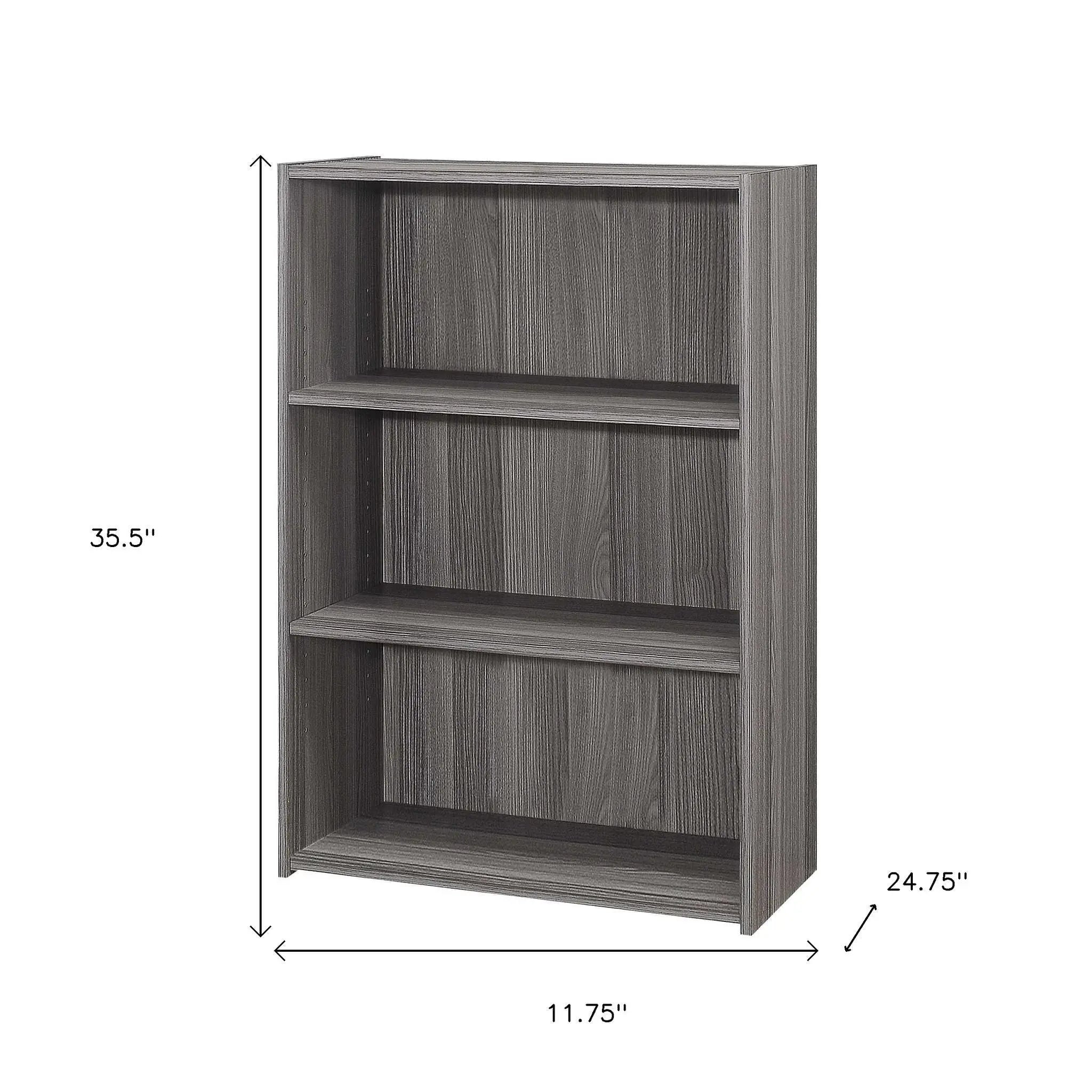 Gray Wood Adjustable Three Tier Bookcase Homeroots Office