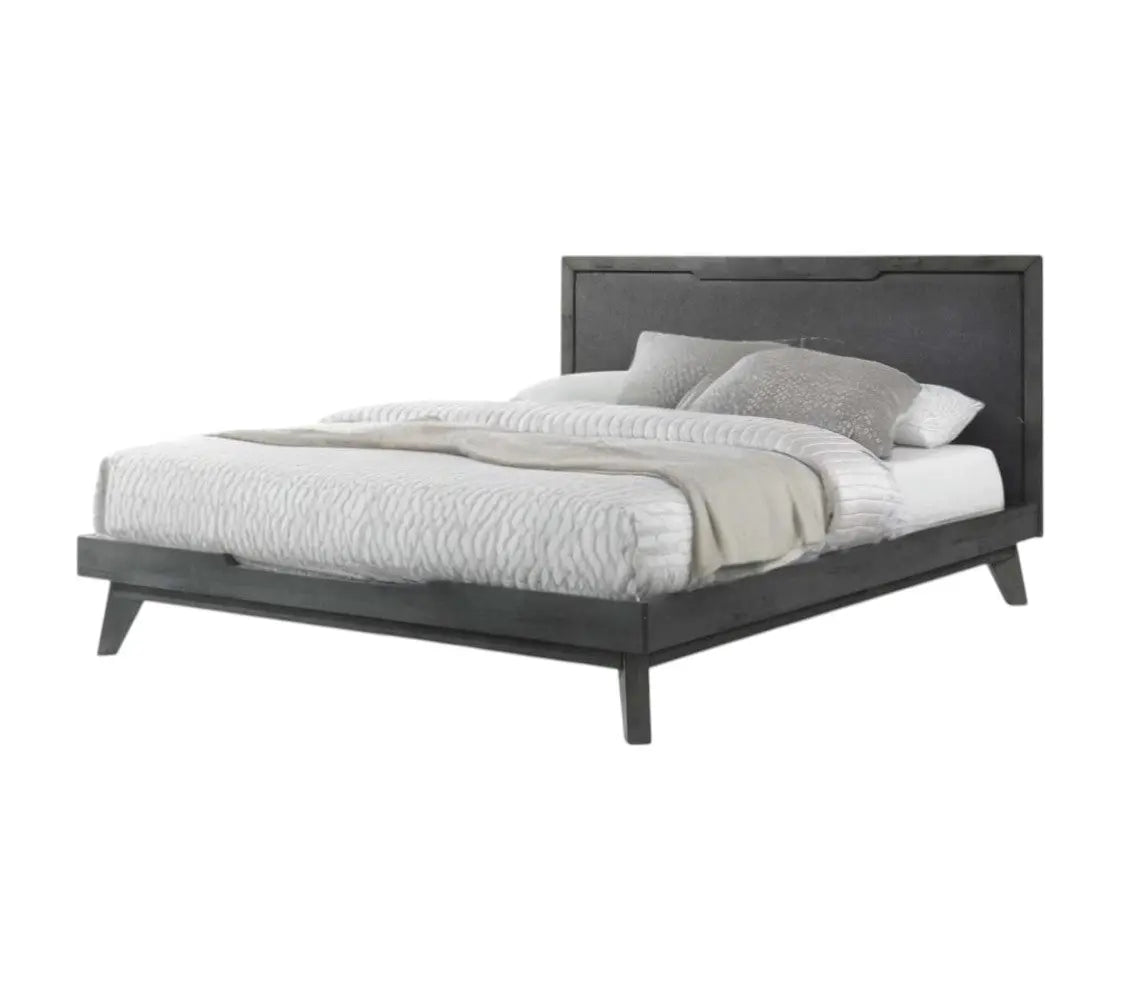 Gray Wood And Linen King Bed Frame Homeroots Bed & Bath