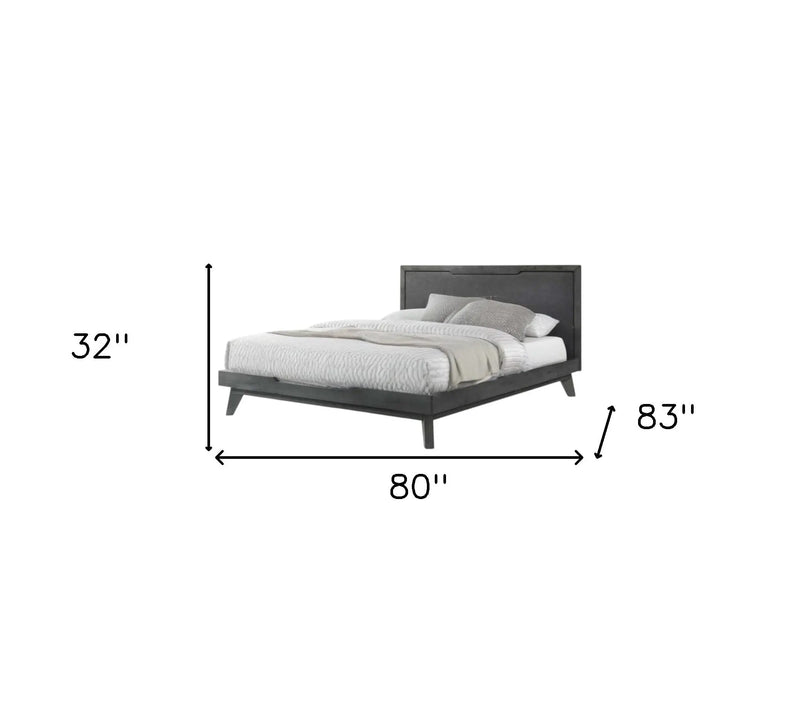 Gray Wood And Linen King Bed Frame Homeroots Bed & Bath
