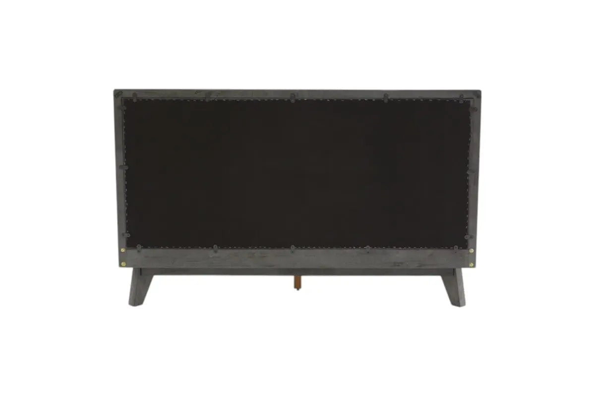 Gray Wood And Linen King Bed Frame Homeroots Bed & Bath