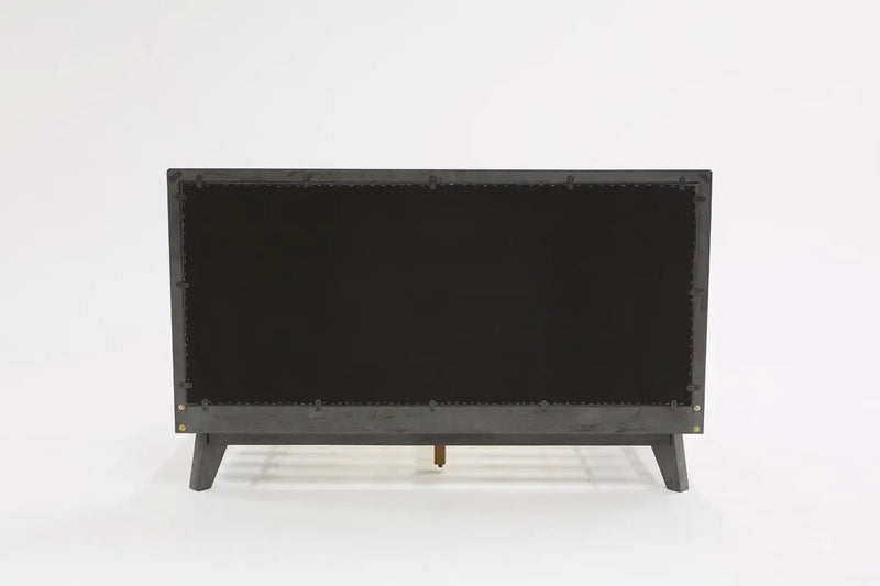 Gray Wood And Linen Queen Bed Frame Homeroots Bed & Bath
