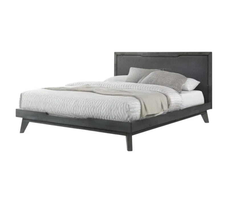 Gray Wood And Linen Queen Bed Frame Homeroots Bed & Bath