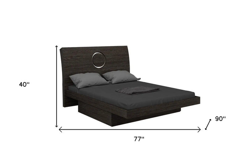 Gray Wood King Bed Frame With Drawer Homeroots Bed & Bath