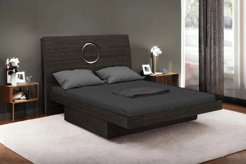 Gray Wood King Bed Frame With Drawer With Drawer Storage Homeroots Bed & Bath