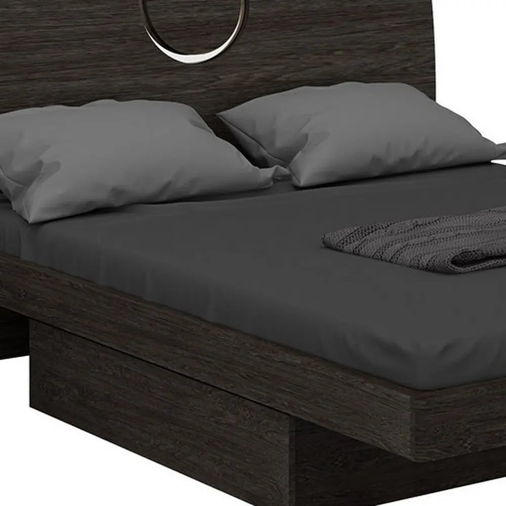 Gray Wood Queen Bed Frame With Drawer With Drawer Storage Homeroots Bed & Bath