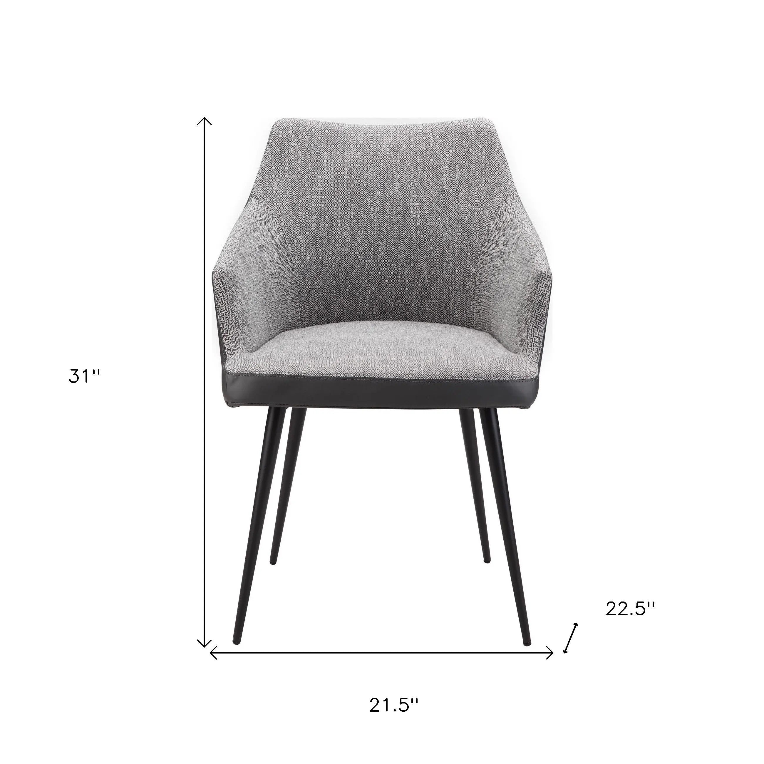 Gray and Black Faux Leather Dining Arm Chair Homeroots Kitchen & Dining