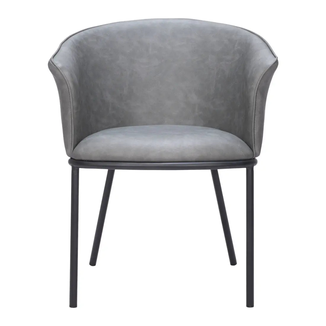 Gray and Black Faux Leather Dining Arm Chair Homeroots Kitchen & Dining