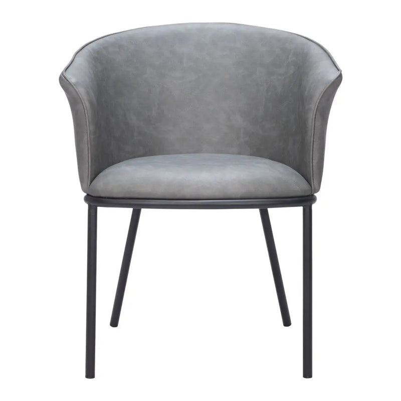 Gray and Black Faux Leather Dining Arm Chair Homeroots Kitchen & Dining