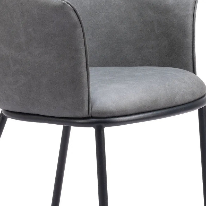 Gray and Black Faux Leather Dining Arm Chair Homeroots Kitchen & Dining