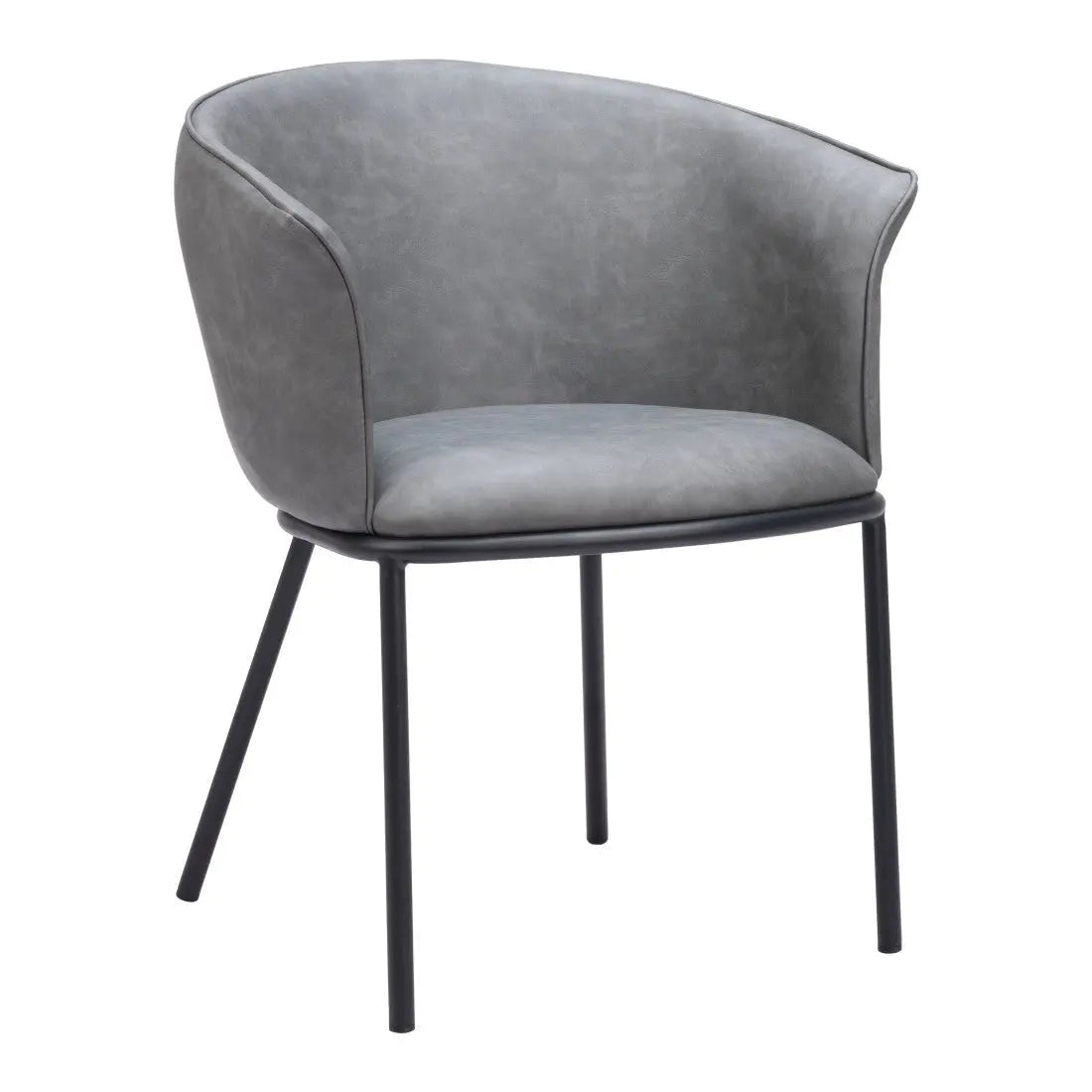 Gray and Black Faux Leather Dining Arm Chair Homeroots Kitchen & Dining