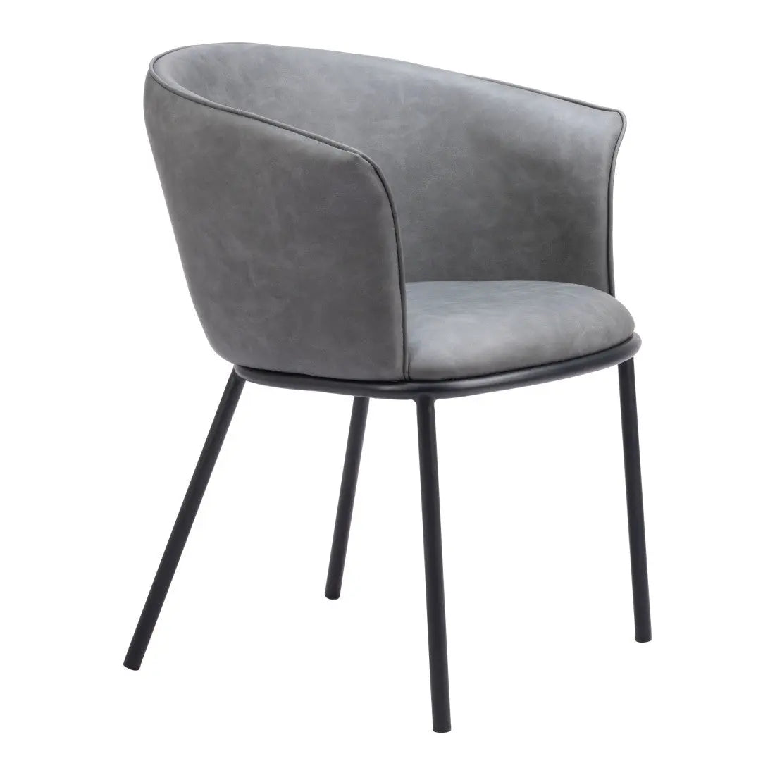 Gray and Black Faux Leather Dining Arm Chair Homeroots Kitchen & Dining