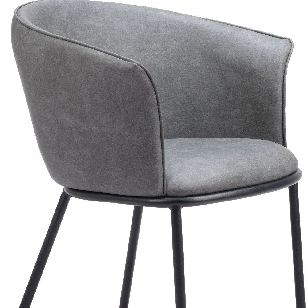 Gray and Black Faux Leather Dining Arm Chair Homeroots Kitchen & Dining