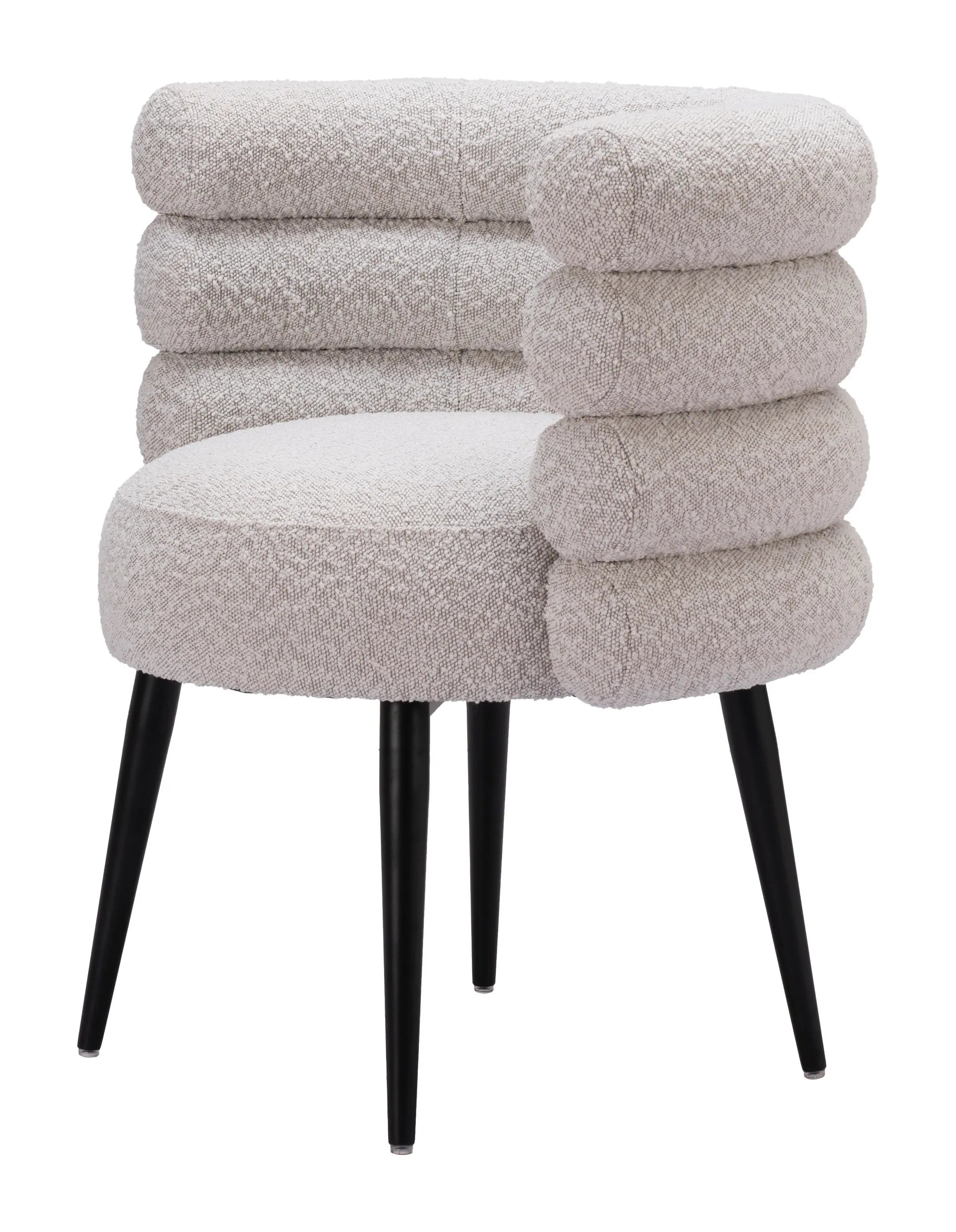 Gray and Black Upholstered Faux Fur Slat Back Dining Arm Chair - GreatEagleInc