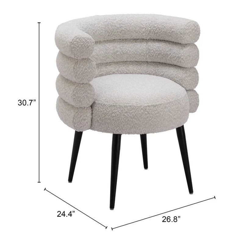 Gray and Black Upholstered Faux Fur Slat Back Dining Arm Chair - GreatEagleInc
