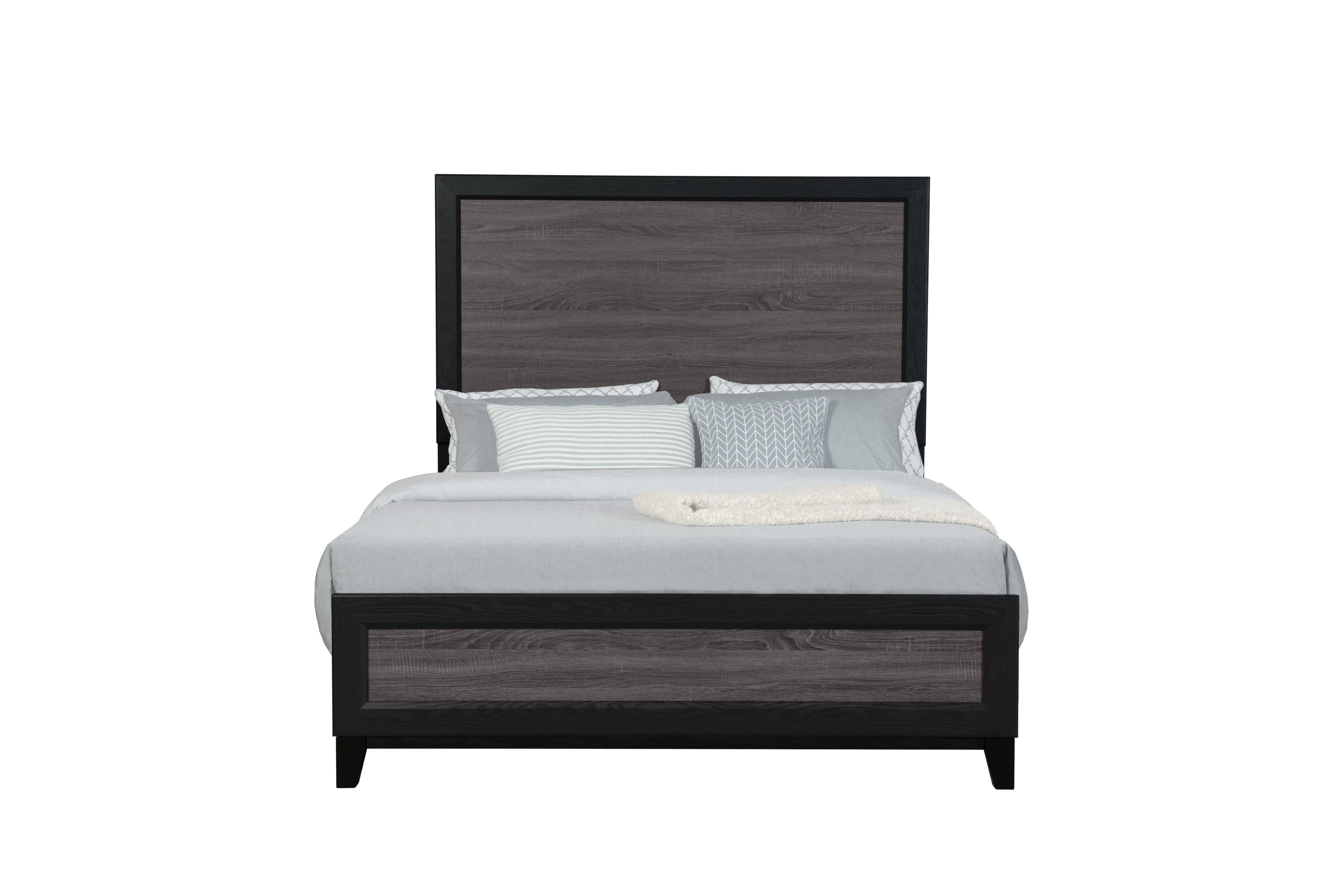 Gray and Black Wood King Bed Frame Homeroots Bed & Bath