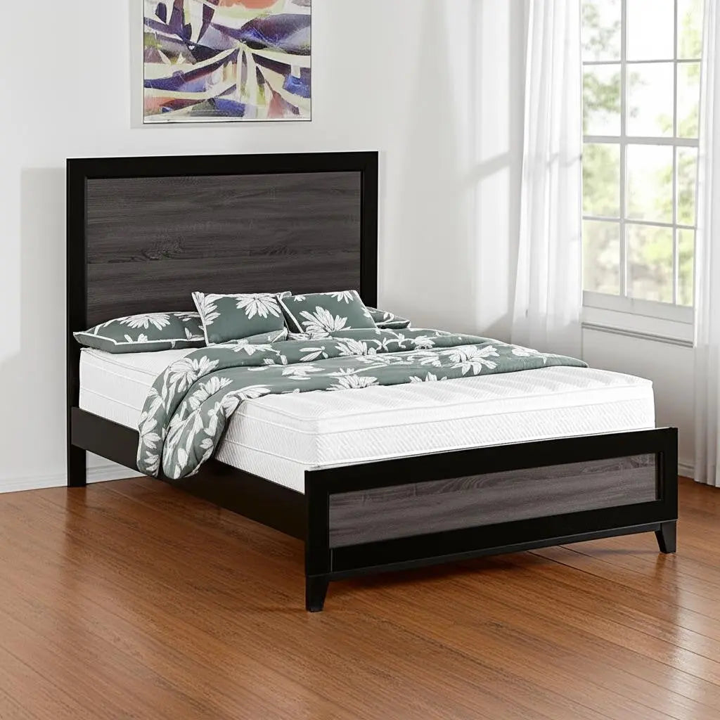 Gray and Black Wood King Bed Frame Homeroots Bed & Bath