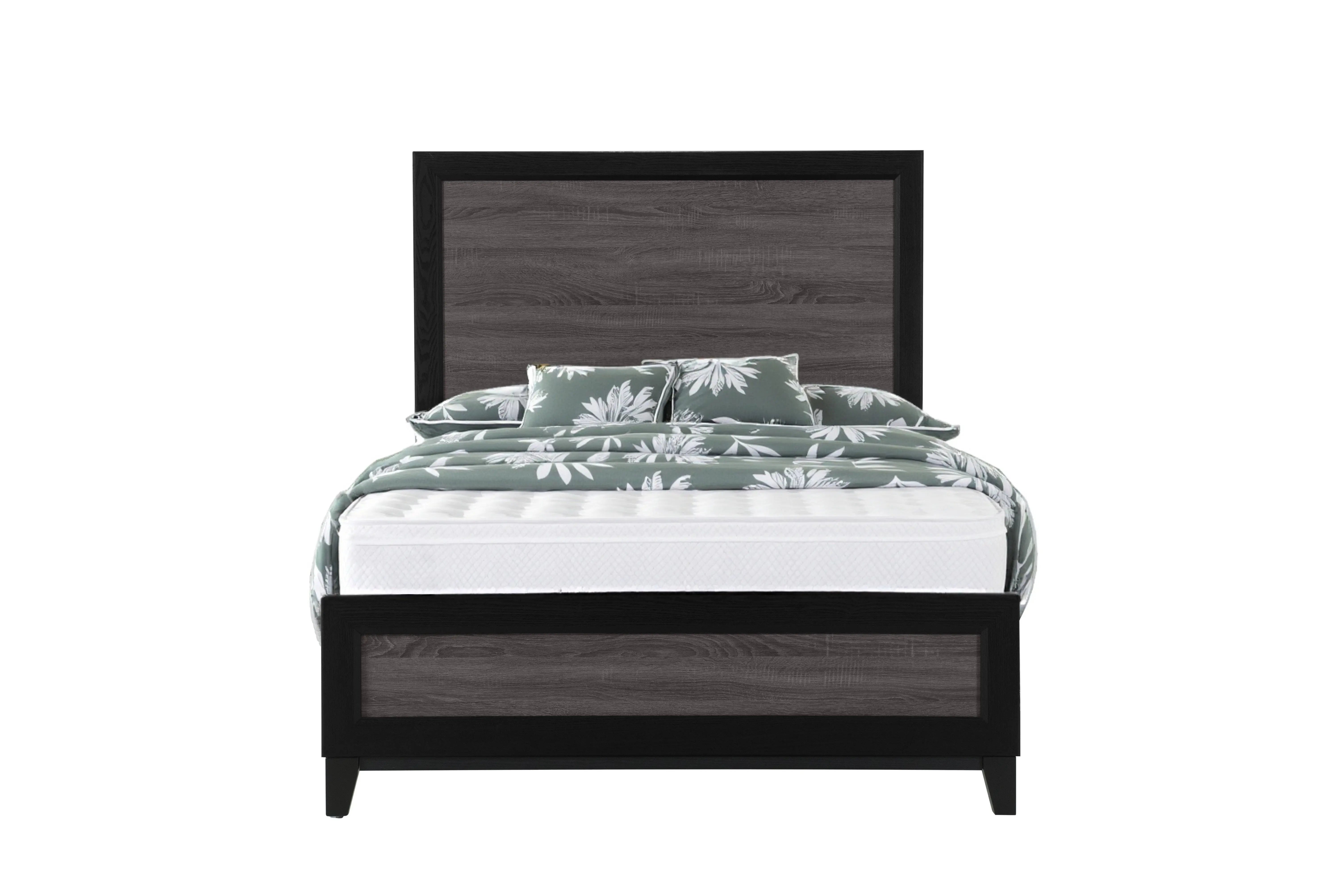 Gray and Black Wood King Bed Frame Homeroots Bed & Bath