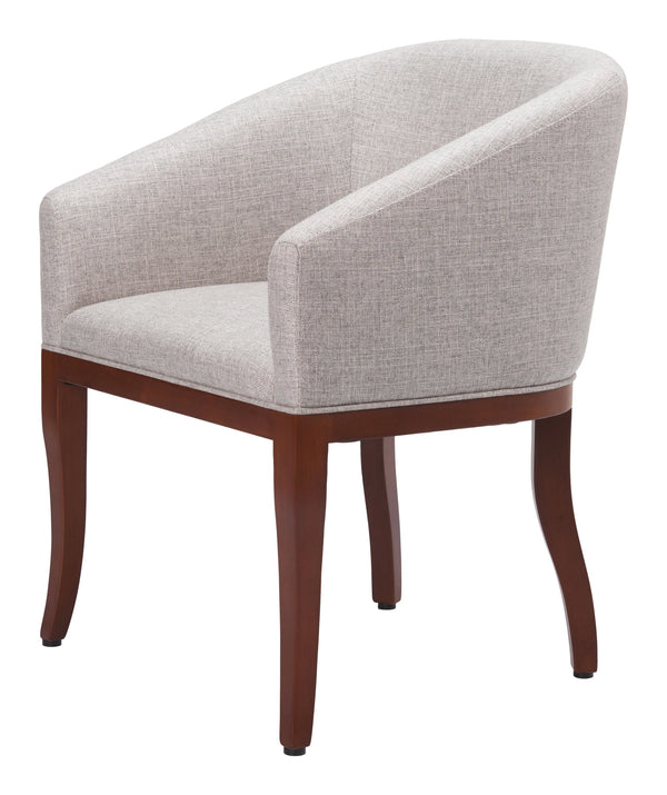 Gray and Brown Upholstered Fabric Dining Arm Chair - GreatEagleInc
