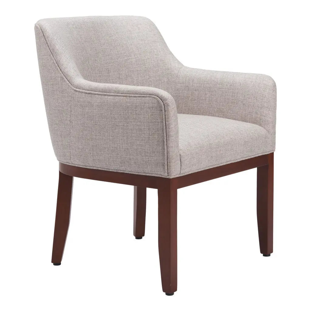 Gray and Brown Upholstered Fabric Dining Arm Chair - GreatEagleInc