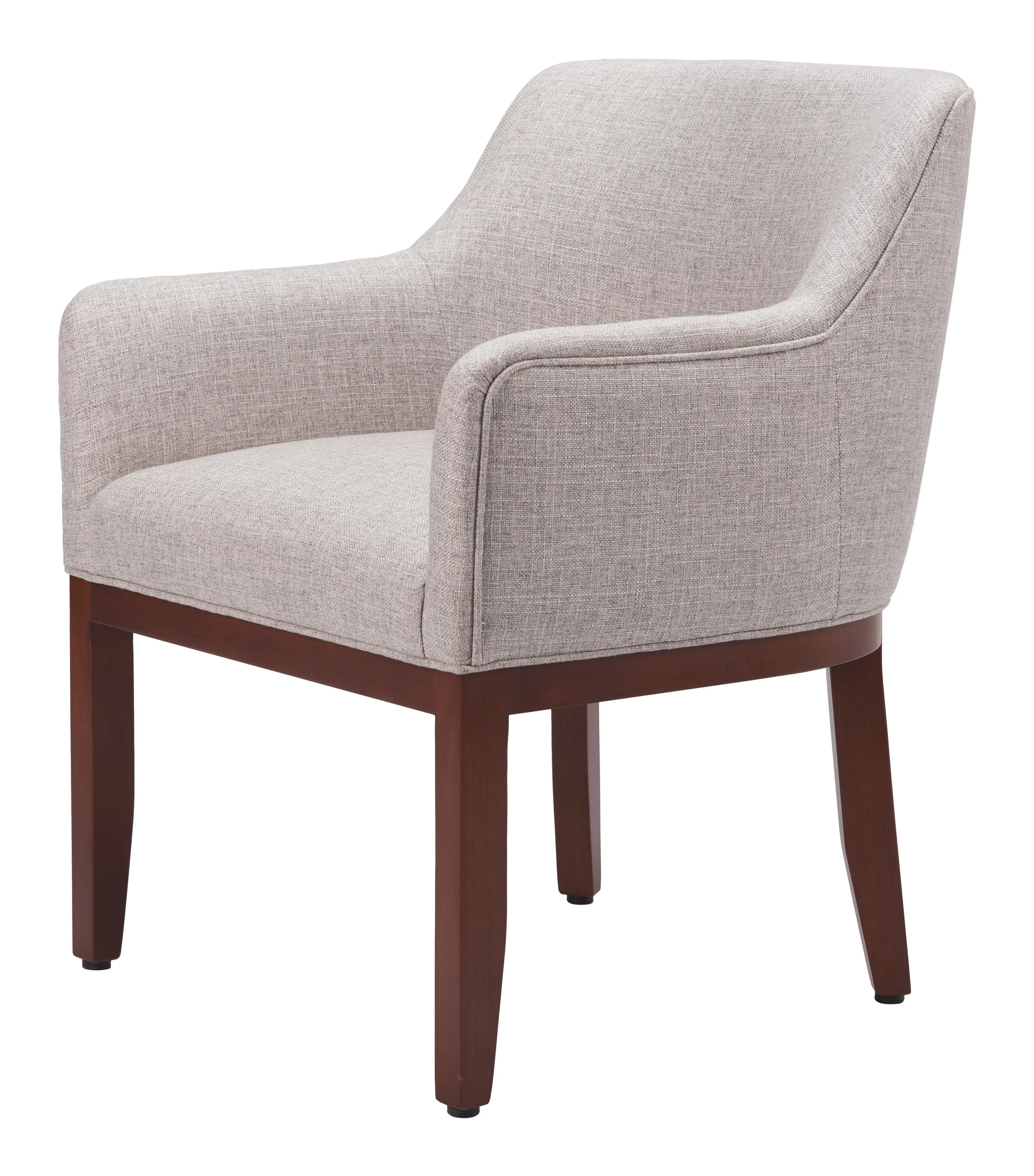 Gray and Brown Upholstered Fabric Dining Arm Chair - GreatEagleInc
