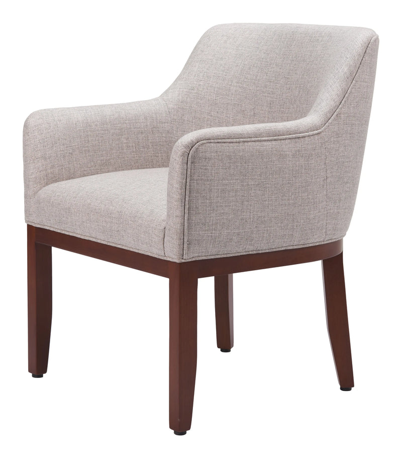 Gray and Brown Upholstered Fabric Dining Arm Chair - GreatEagleInc