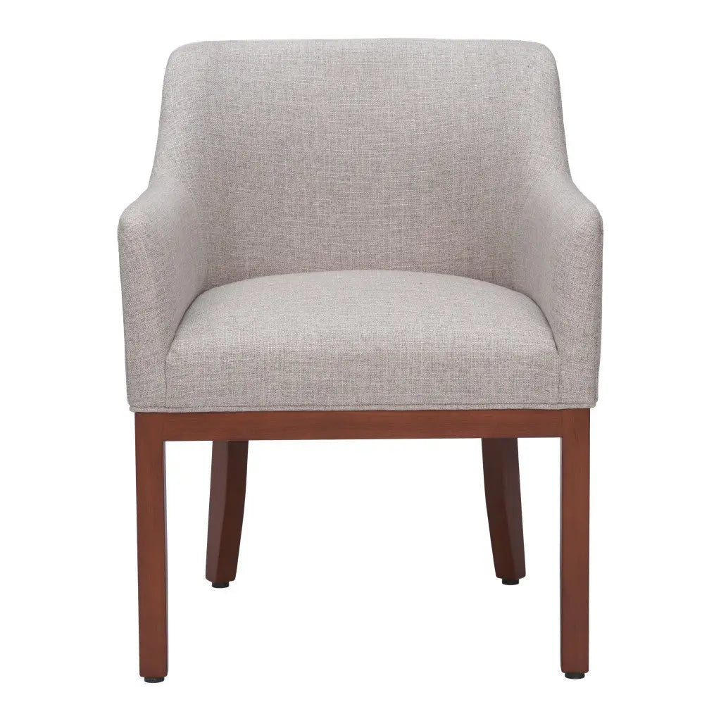 Gray and Brown Upholstered Fabric Dining Arm Chair - GreatEagleInc
