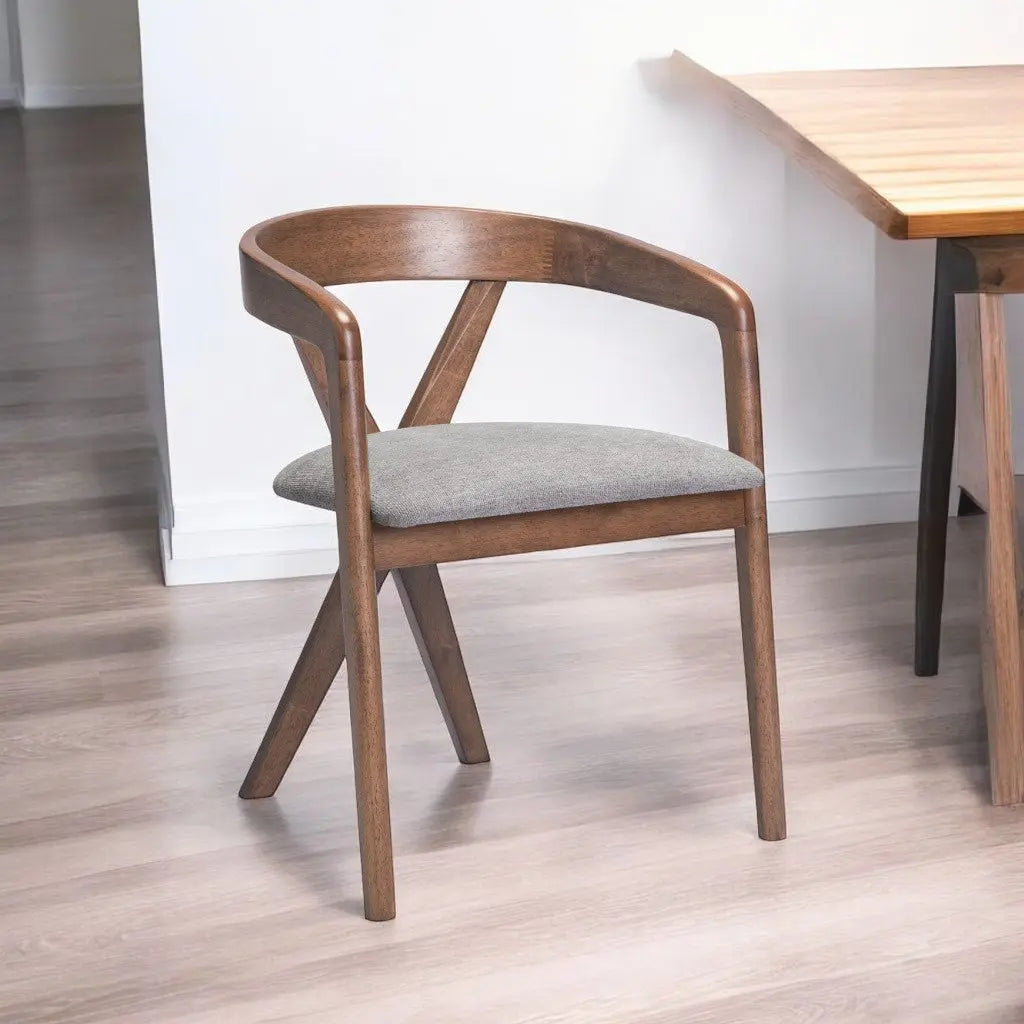 Gray and Brown Upholstery Open Back Dining Arm Chair Homeroots Kitchen & Dining