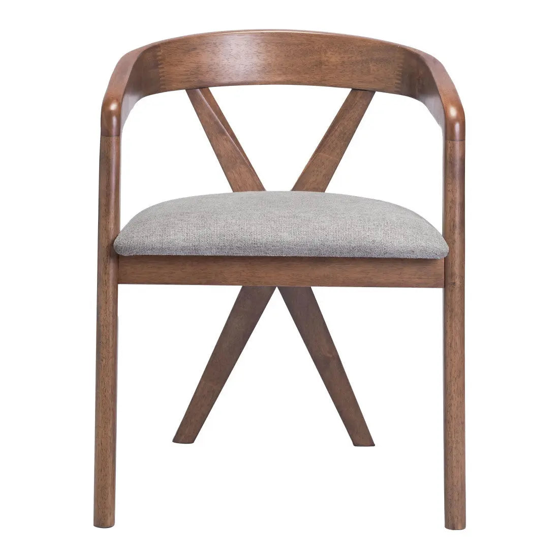 Gray and Brown Upholstery Open Back Dining Arm Chair Homeroots Kitchen & Dining