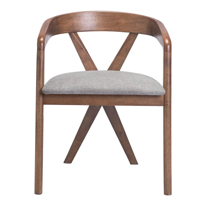 Gray and Brown Upholstery Open Back Dining Arm Chair Homeroots Kitchen & Dining