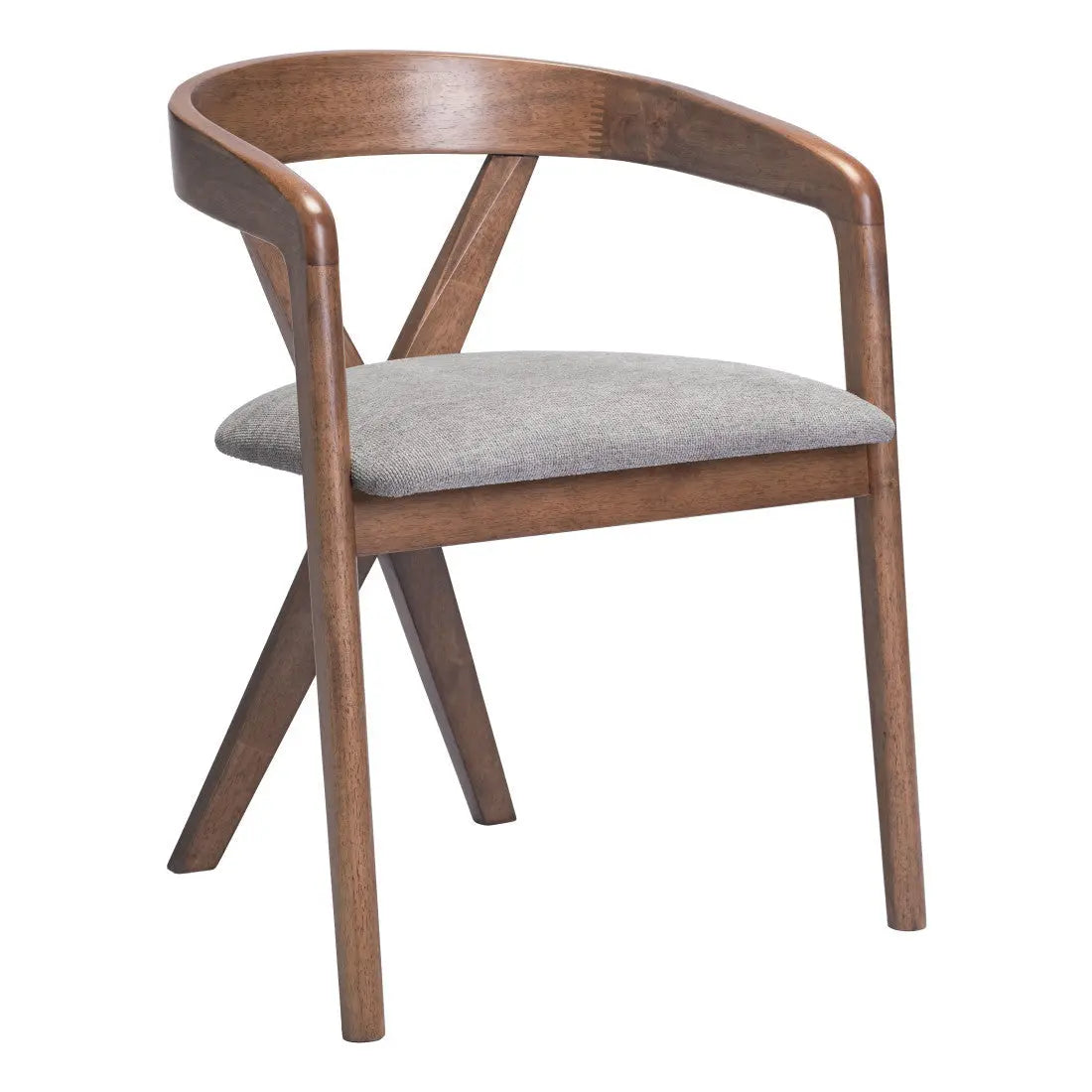 Gray and Brown Upholstery Open Back Dining Arm Chair Homeroots Kitchen & Dining
