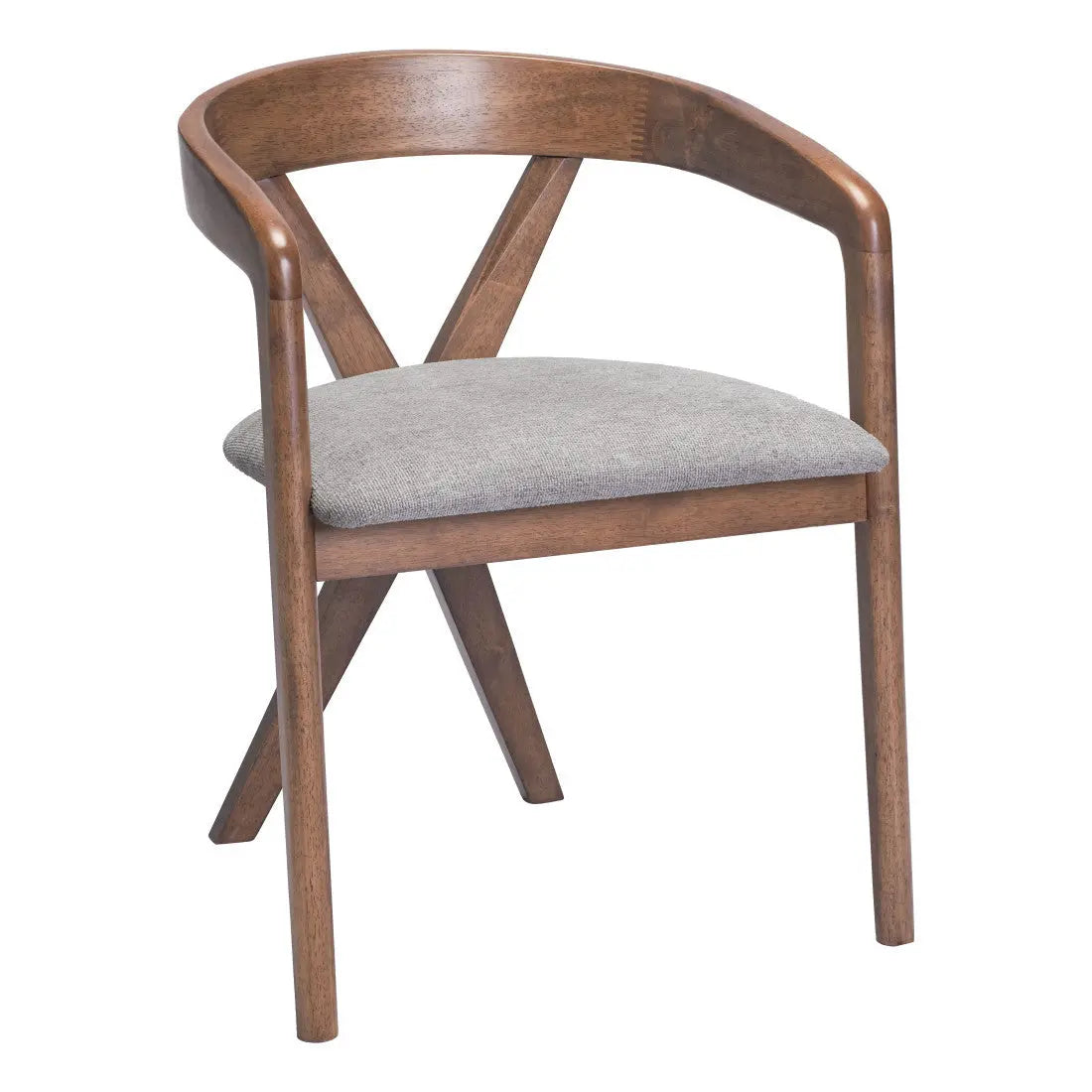 Gray and Brown Upholstery Open Back Dining Arm Chair Homeroots Kitchen & Dining