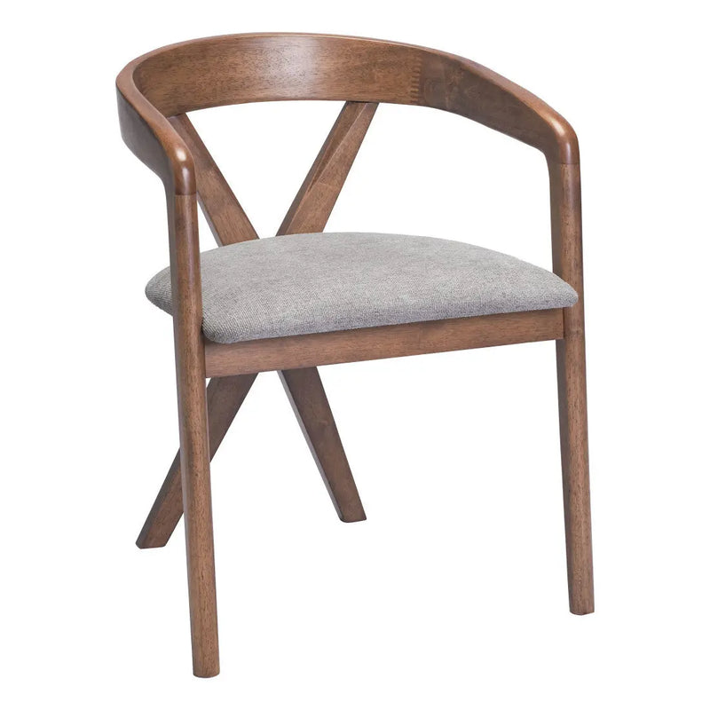 Gray and Brown Upholstery Open Back Dining Arm Chair Homeroots Kitchen & Dining