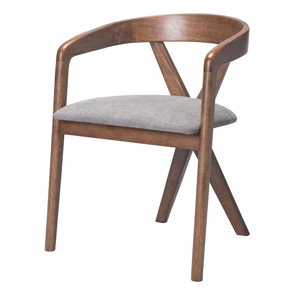 Gray and Brown Upholstery Open Back Dining Arm Chair Homeroots Kitchen & Dining