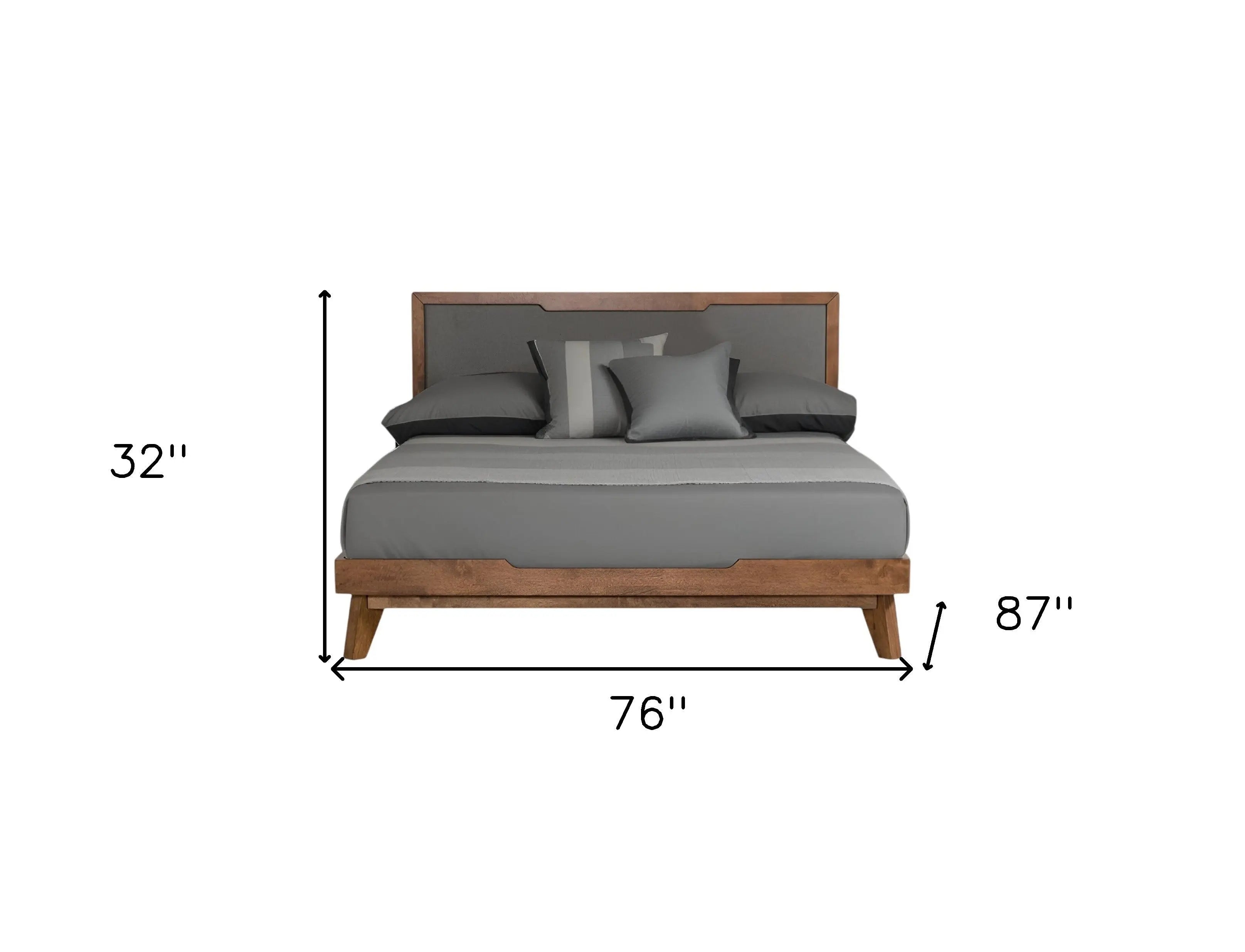 Gray and Brown Wood And Linen California King Bed Frame Homeroots Bed & Bath
