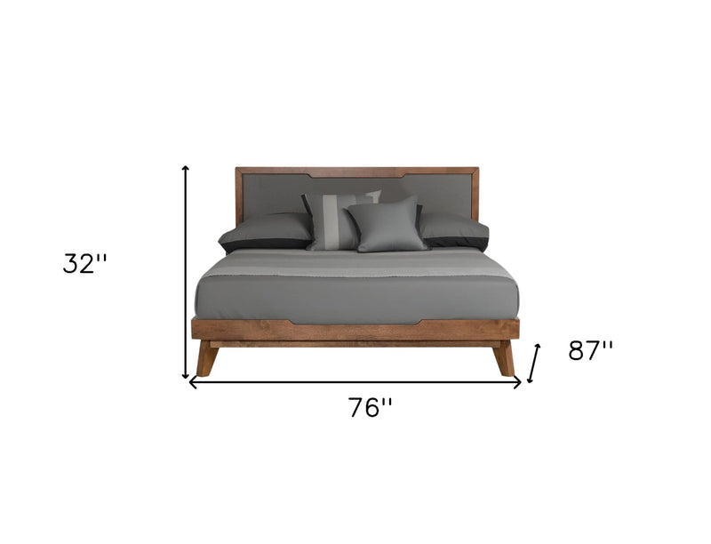 Gray and Brown Wood And Linen California King Bed Frame Homeroots Bed & Bath