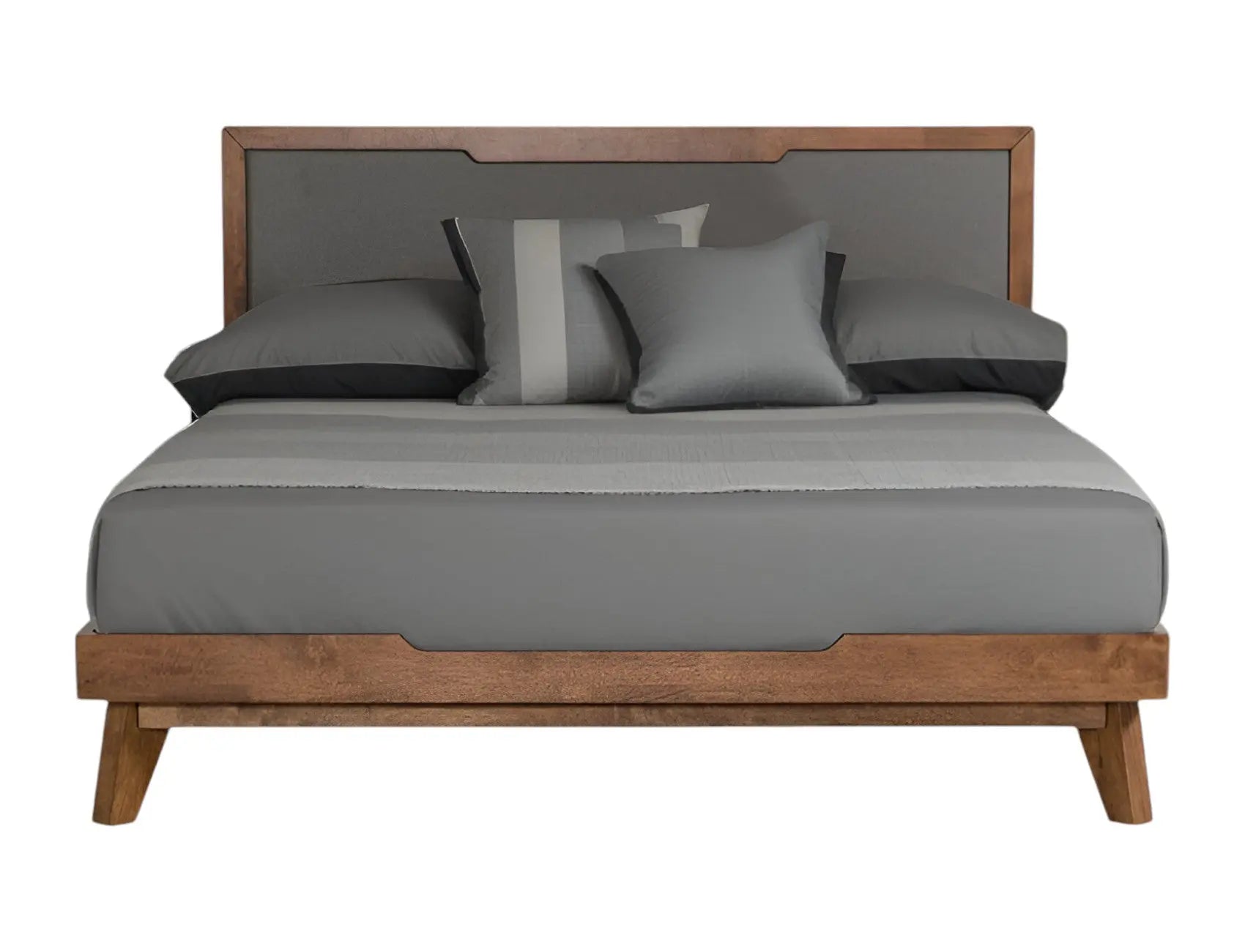 Gray and Brown Wood And Linen California King Bed Frame Homeroots Bed & Bath