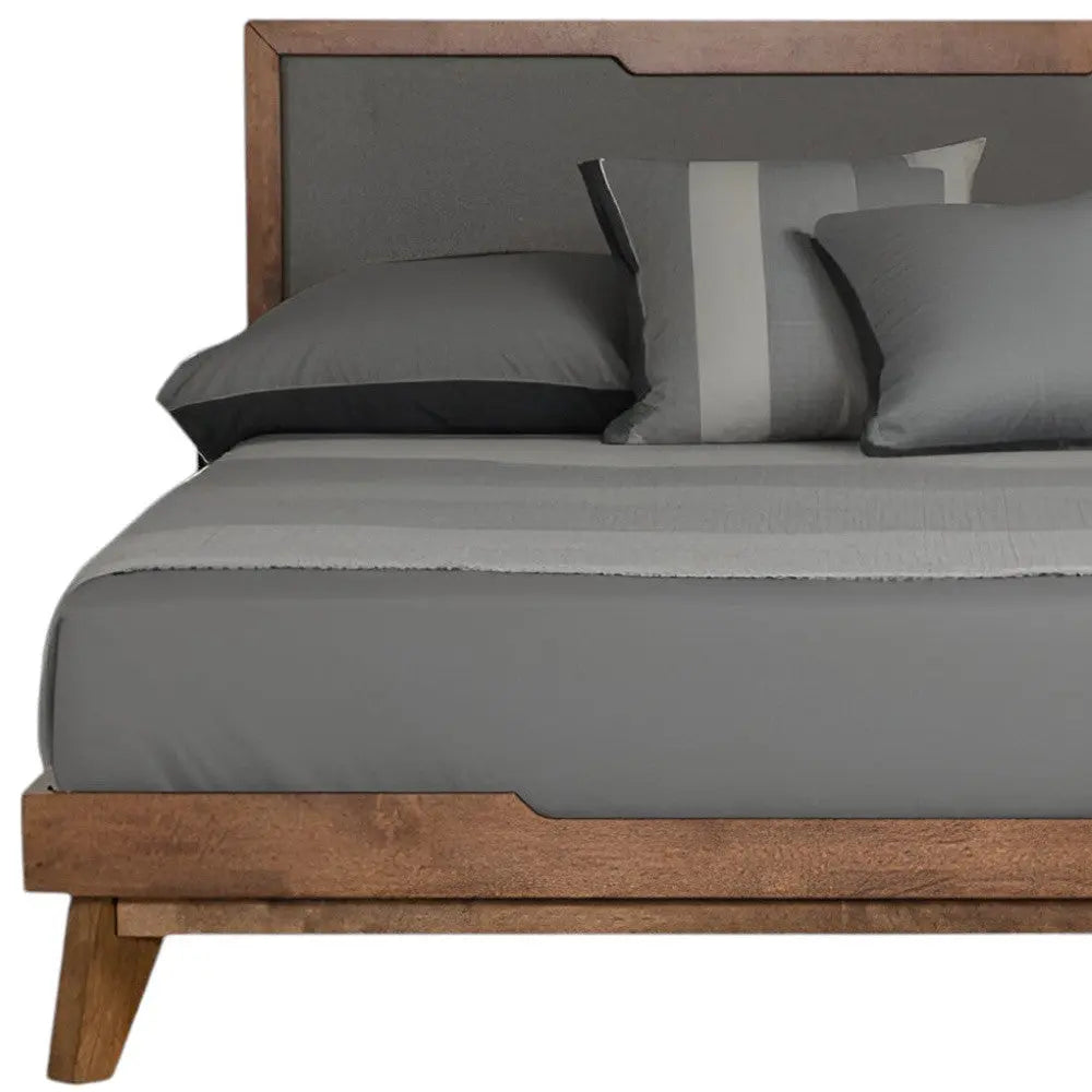 Gray and Brown Wood And Linen California King Bed Frame Homeroots Bed & Bath