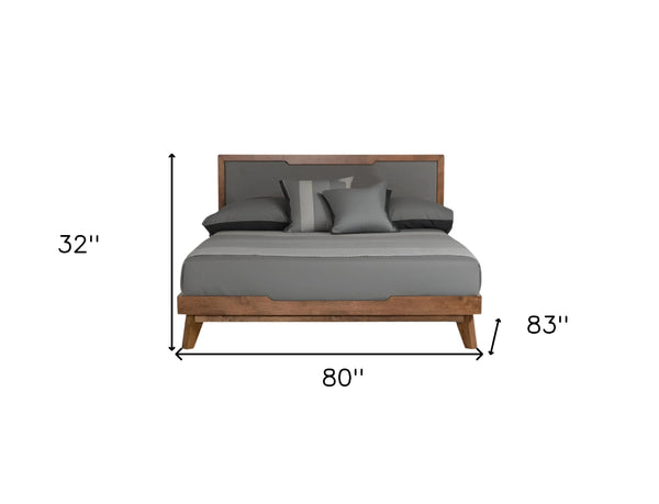 Gray and Brown Wood And Linen King Bed Frame Homeroots Bed & Bath
